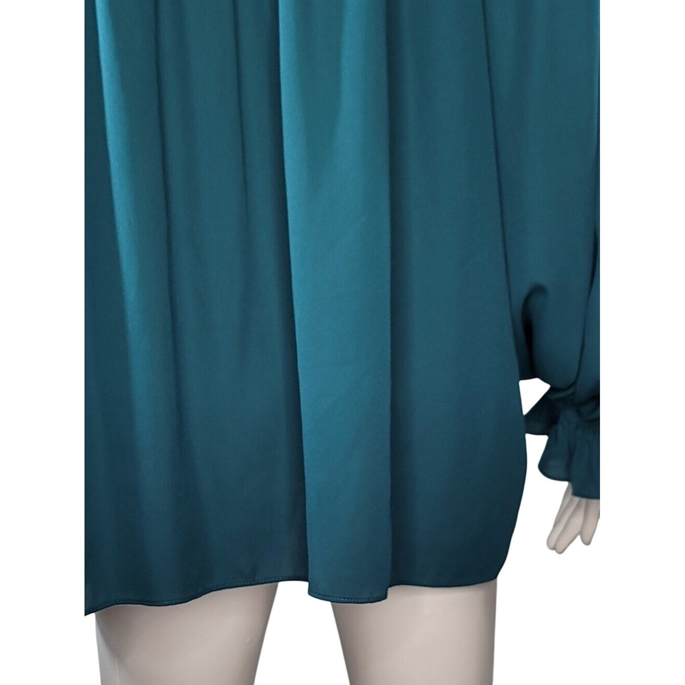 Zac & Rachel Teal Lace-Trim Peasant Boho Blouse - Picture 9 of 13